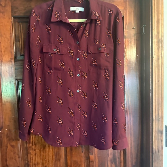 LOFT Maroon Shirt with Orange Details - Picture 1 of 4